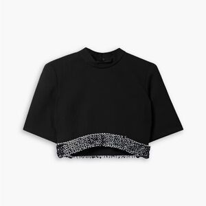 Jonathan Simkhai Black Jalen Crop Top with Embellishments